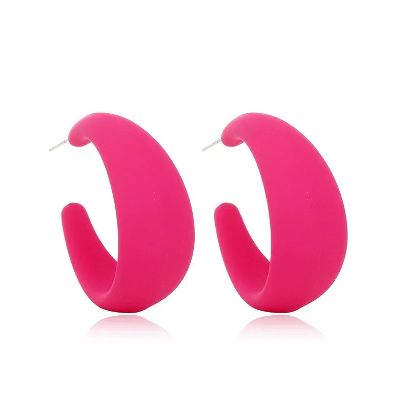 Bohemian Pink Geometric Earrings Women Summer Vacation Fashion Jewelry Classic Pendant