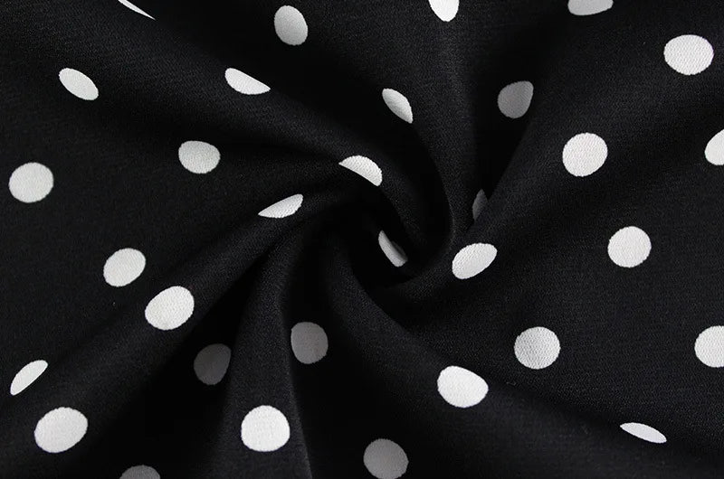 Polka Dot Printed Maxi Dress Women Fashion Chic Puff Sleeve Patchwork High Waist Slim Robes 2025 Elegant Party Long Dress Gowns