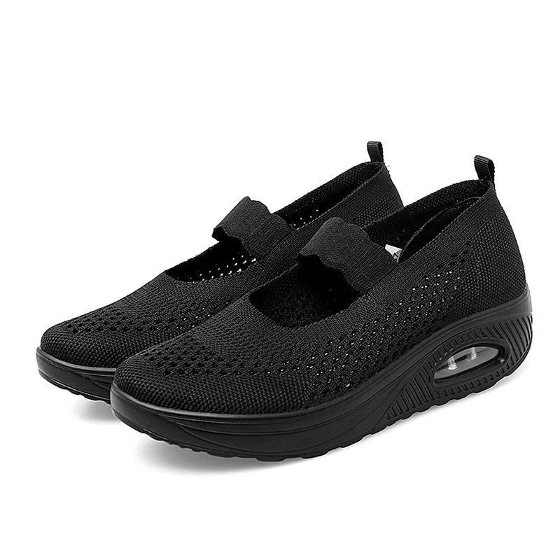 Solid Color Women Walking Shoes Air Cushion Non Slip Orthopedic Shoes Ladies' Casual Mother's Shoes Slip-On Lazy Loafers Sneaker