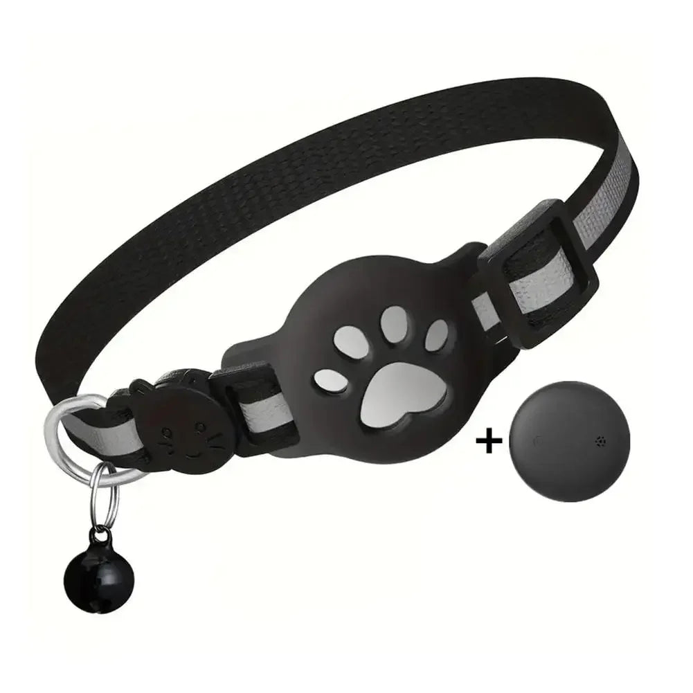 GPS Cat Collar with Reflective Strap, Mini Real Time Pet Location Device, Waterproof Anti Lost Finder for Outdoor Kitten S7X8