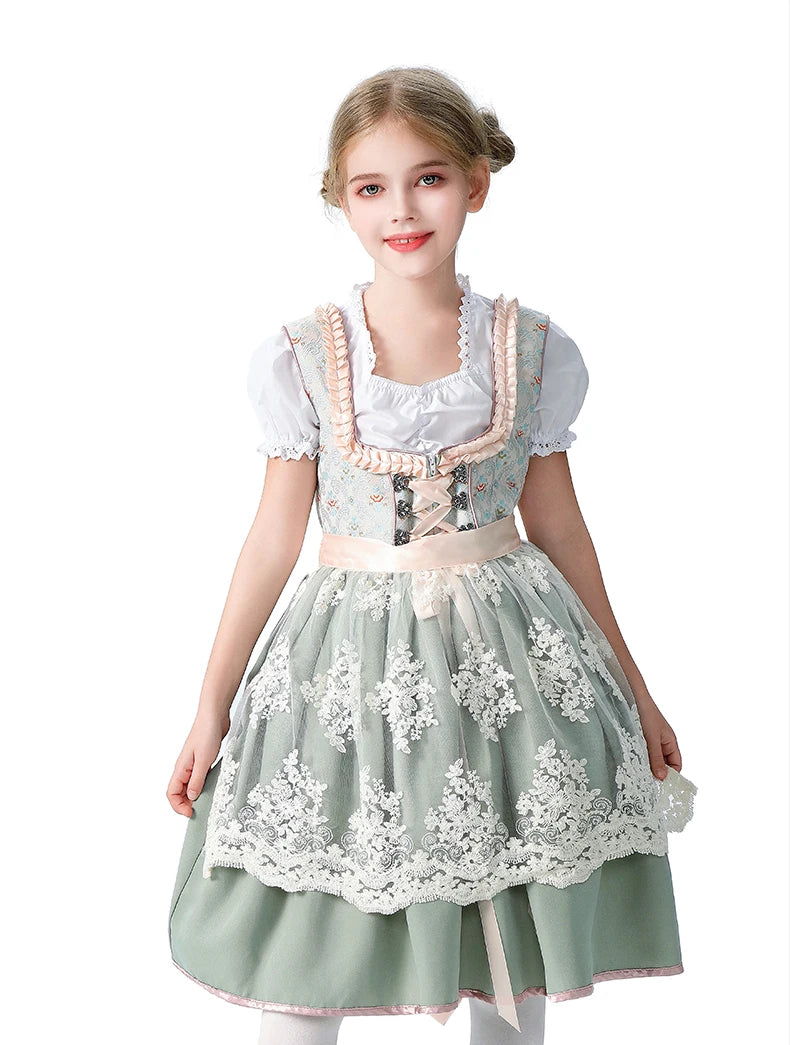 Girls Halloween Costume Bavaria Children's Clothing German Oktoberfest Munich Farm Pastoral Dress Flower Girl Outfit