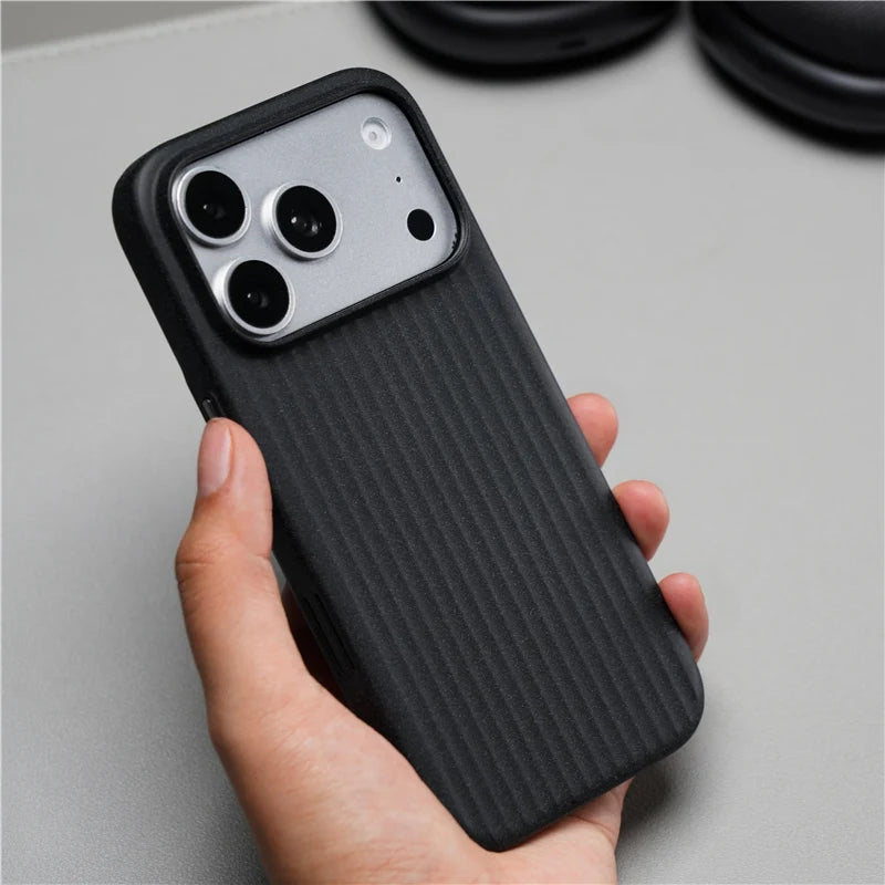 For Magsafe Matte Corrugated Magnetic Case for iphone 16 17Pro 15 17Pro Max Wireless Charging Ultrathin Hard PC Cover Funda