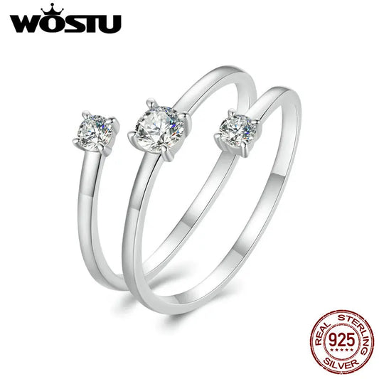 WOSTU Three layer 0.5 CT Moissanite Coiled Ring 925 Sterlin Silver D Color Moissanite Stackable Promise Wedding Ring Party Gift