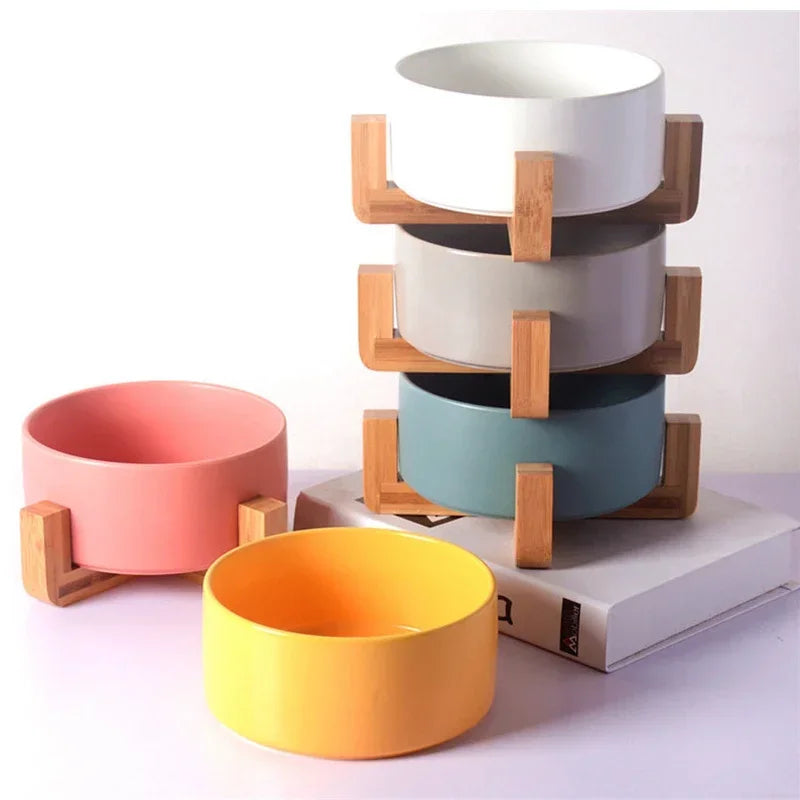 Self-Assembly Ceramic Double Cat Bowl Dog Bowl 400ML Pet Feeding Water Bowl Cat Puppy Feeder Product SuppliesFood Water Bowls