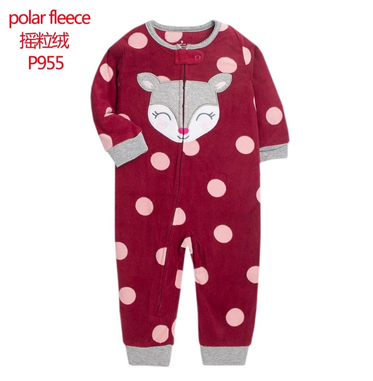24M Toddler Baby Clothes Romper Children Fleece Outdoor Clothing Winter Warm Climbing Jumpsuit Zipper One-piece Coverall Pajamas