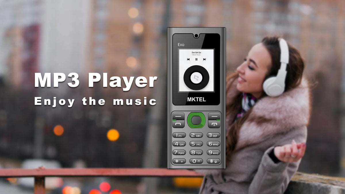MKTEL EXO Feature Phone Senior Mobile Phone Dual SIM Dual Standby 1.77" Display GSM MP3 MP4 FM Radio Strong Torch Loud Speaker