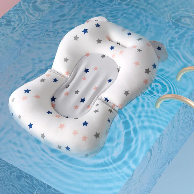 Foldable Baby Bath Tub with Bath Mat Newborn Support Seat Cushion Adjustable Bathtub Shower Mat Baby Bath Tub