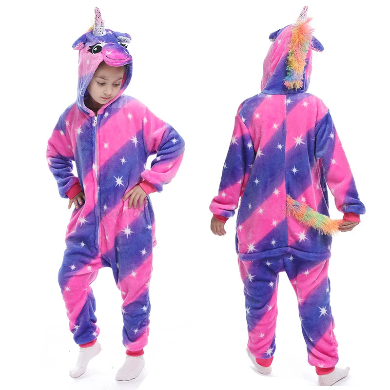 Kigurumi Onesie Kids Unicorn Pajamas For Children Animal Cartoon Blanket Sleepers Baby Costume Winter Boy Girl Licorne Jumspuit