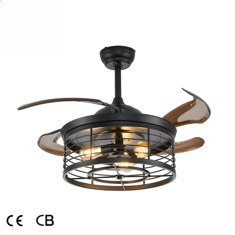 Modern Industrial Style LED Ceiling Fans Light 40w DC Iron Decoration with Remote Control PC Blades for Dining Ceiling Light Fan