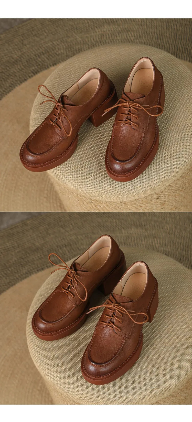 NEW Spring/Autumn Women Shoes Genuine Leather Round Toe Platform Shoes Women Solid Lace Women Pumps Thick Heel Shoes for Women