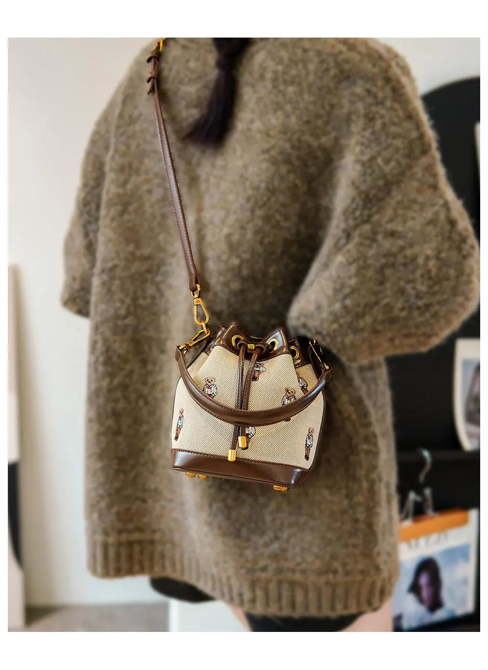 2026 Women's Large Capacity Crossbody Bag Fashion Spring Shoulder Bag Cartoon Bucket Bag Handheld Women's Bag Bags for Woman