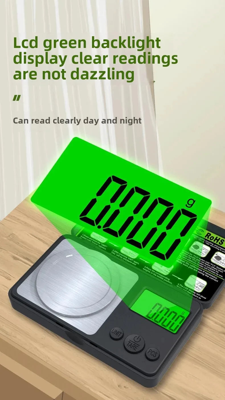 Mini Digital Scale Jewelry Milligram Scales Portable Kitchen Baking Scale 100g 0.001g High Accuracy Milligram Scall Transition