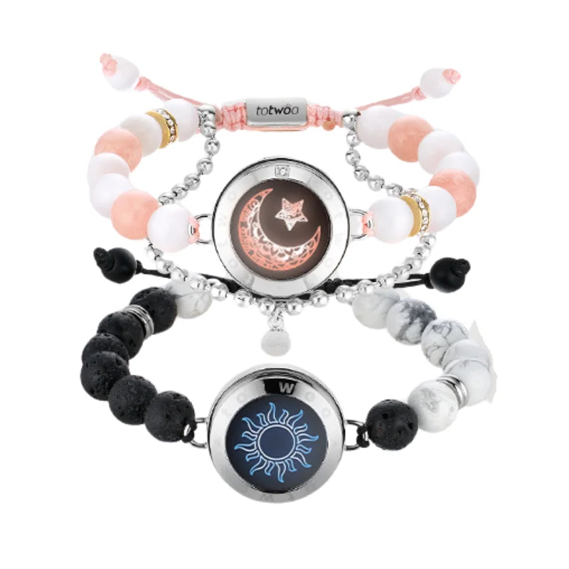 Totwoo Touch Smart Beaded Bracelets for Couple Emotional Bluetooth Jewelry Gift for Girlfriend Boyfriend Anniversary Birthday