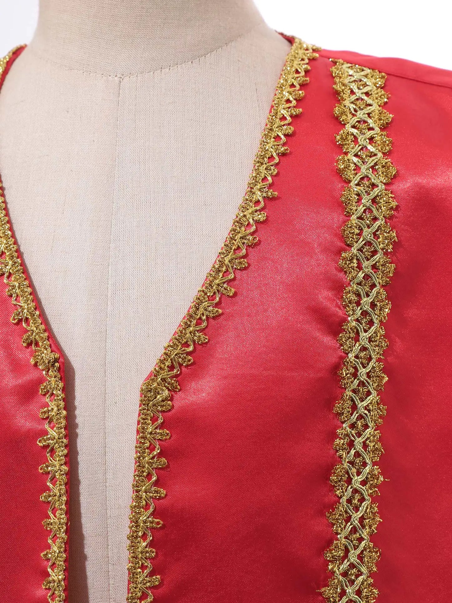 Kids Girls Boys Medieval Steampunk Costume Arabian Prince Sleeveless Golden Trim Waistcoat Vest Halloween Cosplay Fancy Dress Up