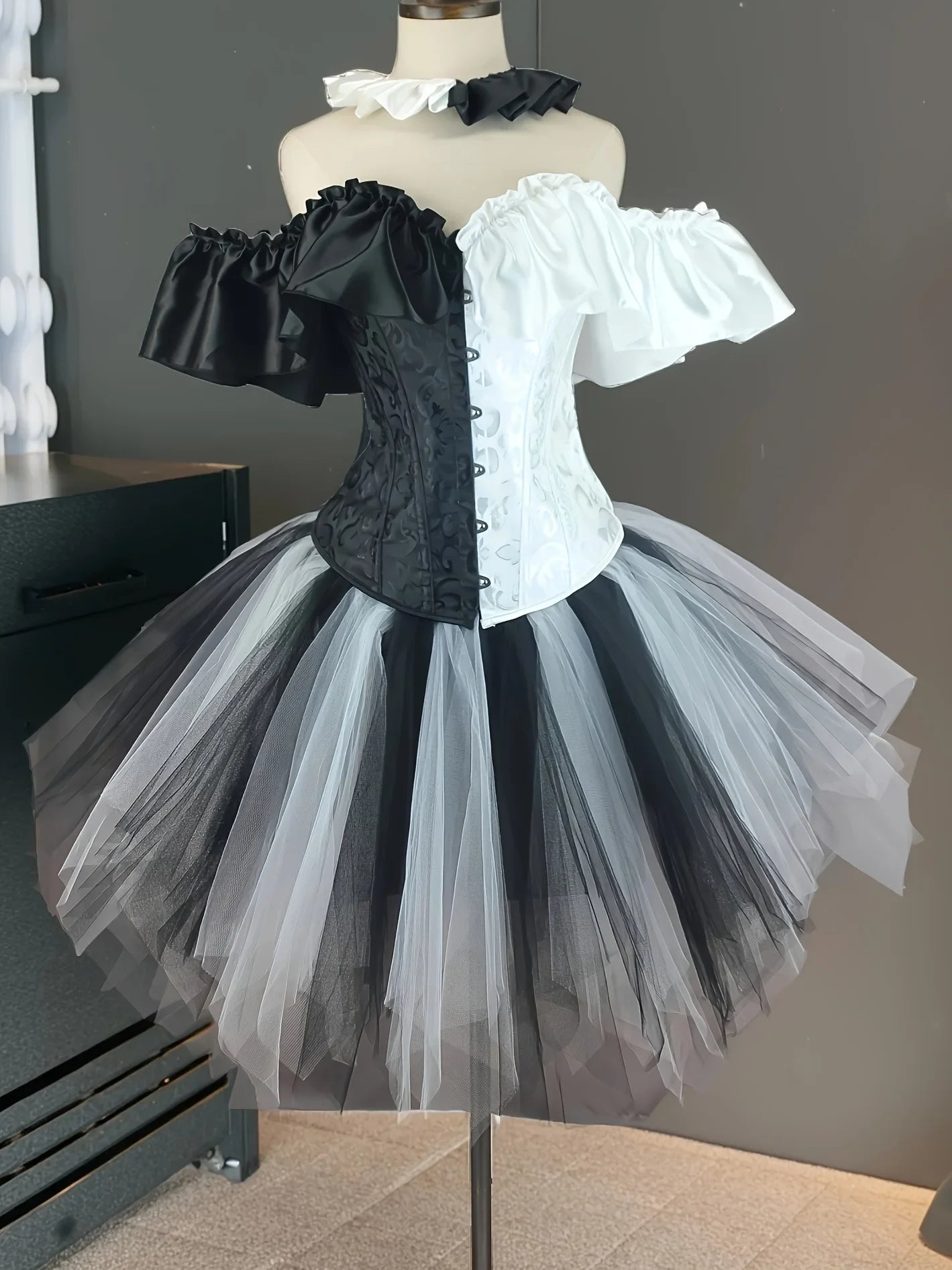 Halloween Clown Cosplay Costume Women Corsets Suit With Skirt Circus Performance Outfit Role Play Party Carnival Jester Dress