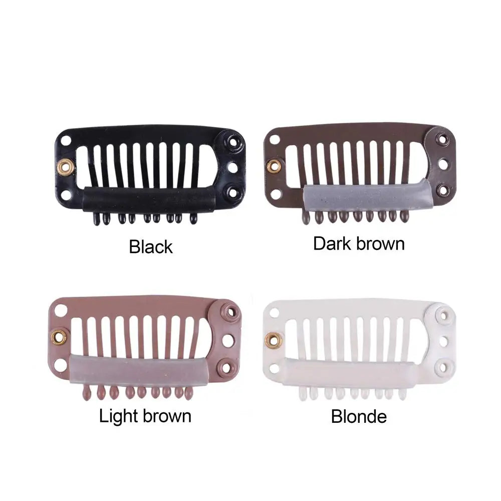 10/20/50 Pcs Hair Extensions Clips 9-Teeth Wig Comb Clips Snap Hair Extension Accessories Tool 32mm