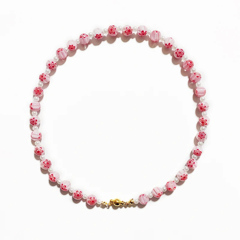Fashion Rainbow Beads Choker Bohemian Handmade Imitation Pearls Necklace Women Charming Accessories 2022 New Trendy Jewelry