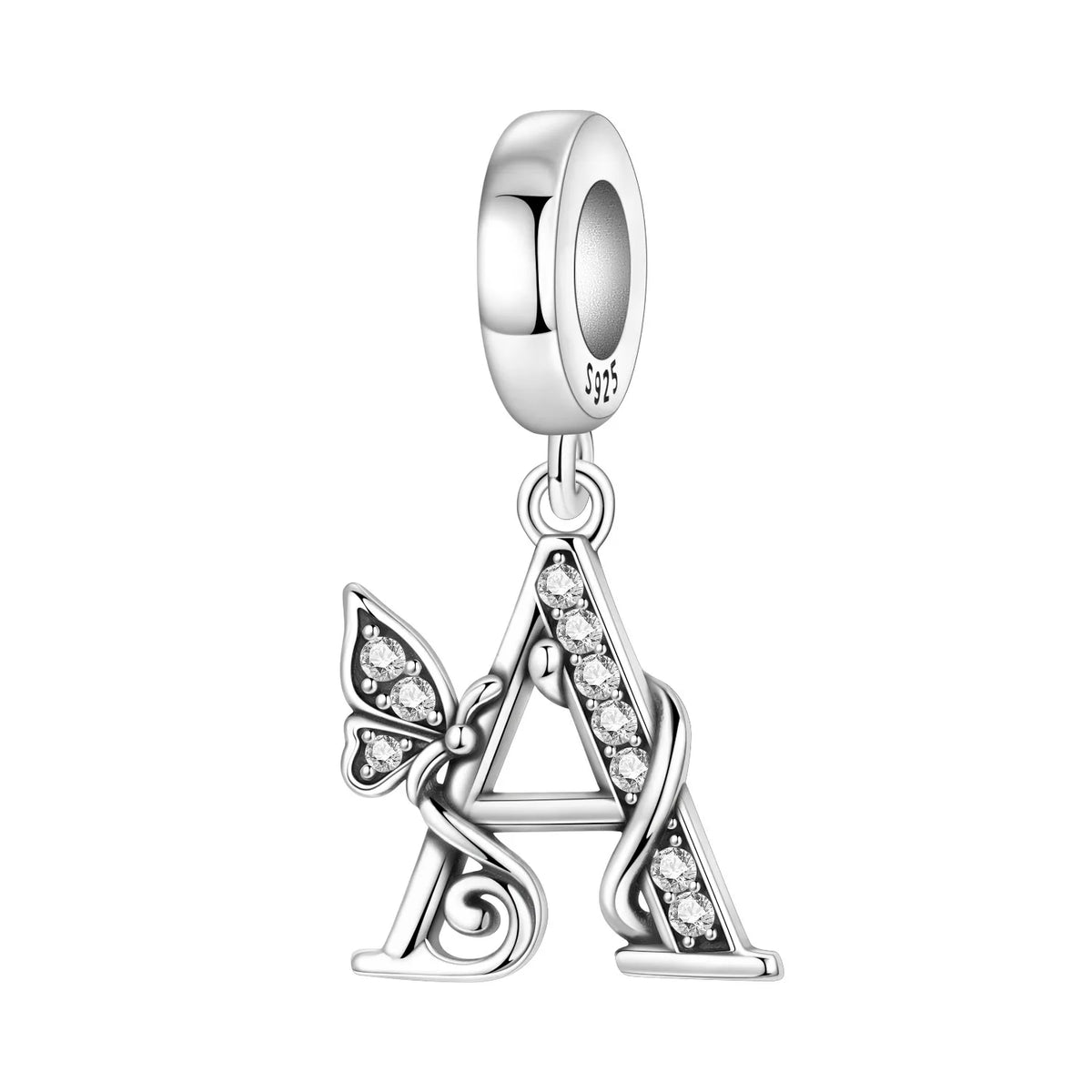 2026 New 925 Sterling Silver Zircon Scroll Grass Pattern 26 Letter Bead Charms for Women Fit DIY Bracelet Necklace Jewelry Gift