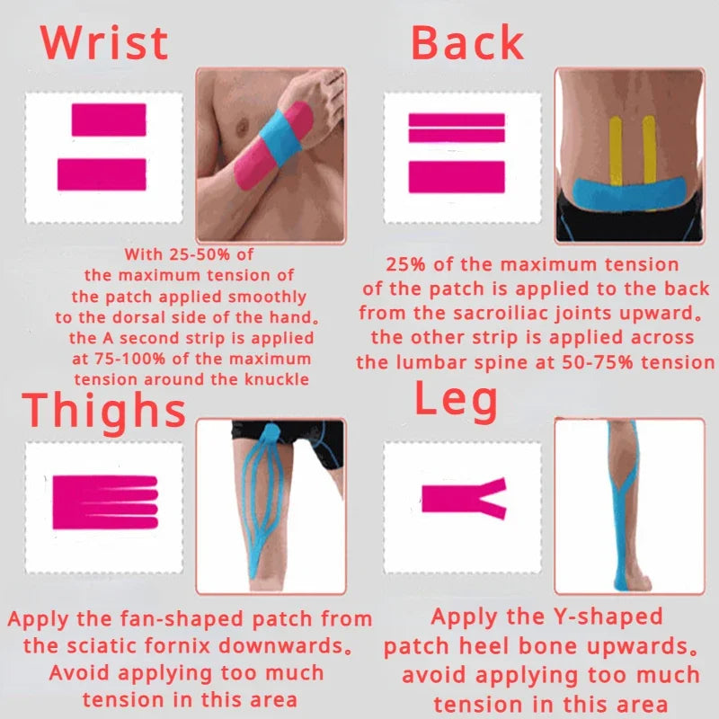 Sports Waterproof Kinesiology Tape Stickers Athletic Bandage  Protector Strapping Pain Relief Tennis Gym