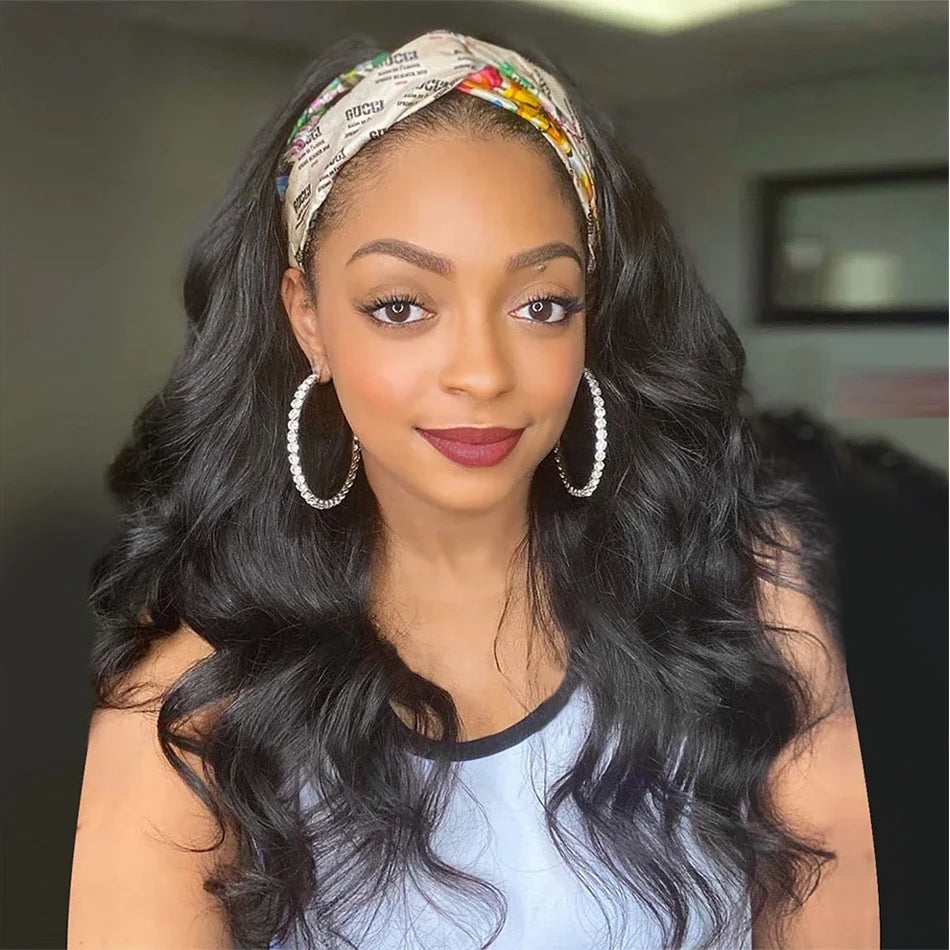 Headband Wig Human Hair Body Wave Glueless Wigs Full Machine Made Wig Peruvian Human Hair Wigs For Black Women Easy to Go 250%