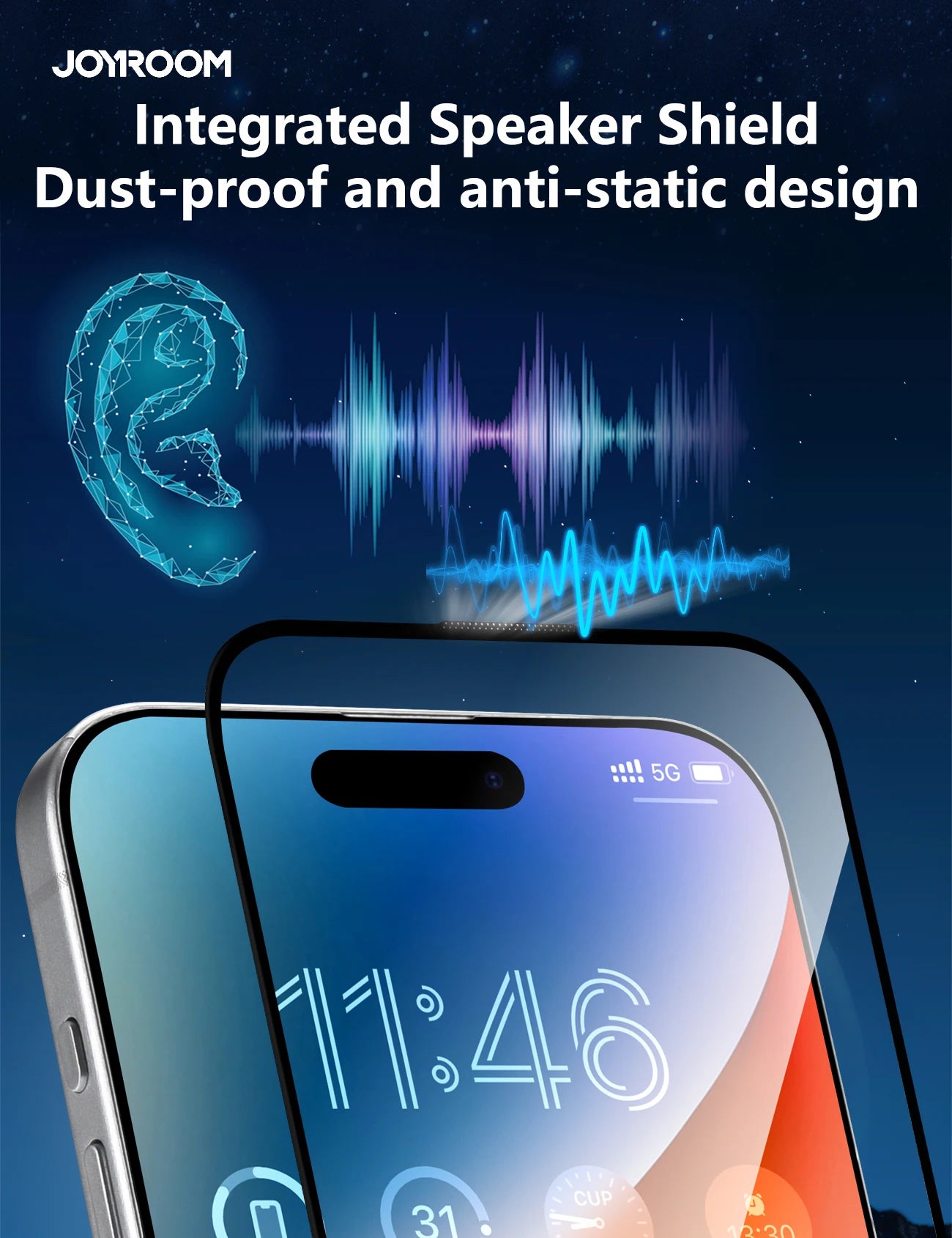 Joyroom 3/2/1pcs HD Anti-Blue Light Glass for iPhone 17 Pro Max Screen Protector Full Screen Eye Protection Tempered Glass