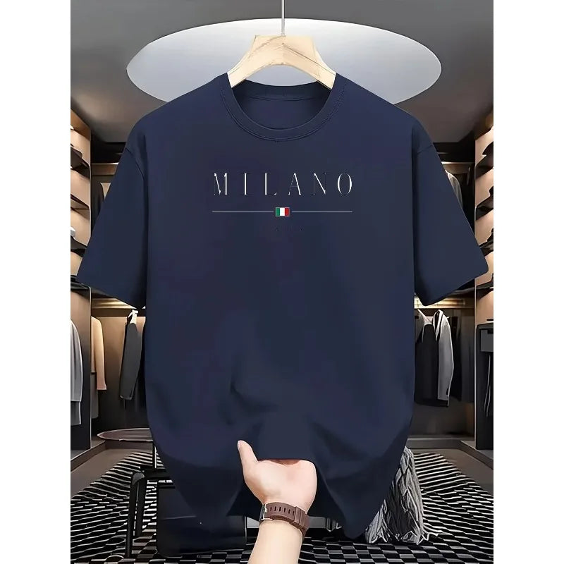 2026 Summer New Men's Casual Loose Personalized Pattern Printed Sports Comfortable Round Neck Short Sleeve T-shirt Top