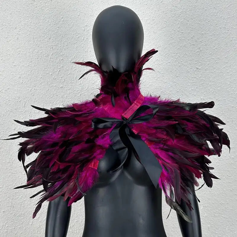 Halloween Makeup Ball Feather Party Costume Cloak Fake Collar Role Play