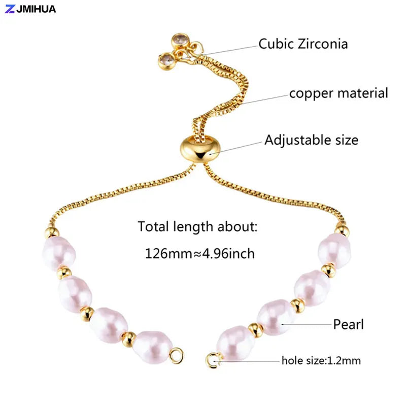 Elegant Natural Pearls Connector Adjustable Size Chain For DIY Fashion Women Girls Bracelets Jewelry Findings Accessories