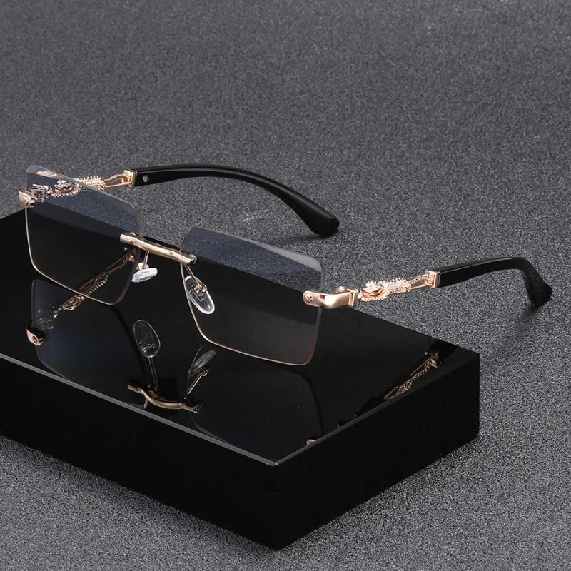 Fashion Rimless Rectangle Sunglasses Women Men Luxury Brand Shades Square Sun Glasses Female Male Beach Travel Eyewear