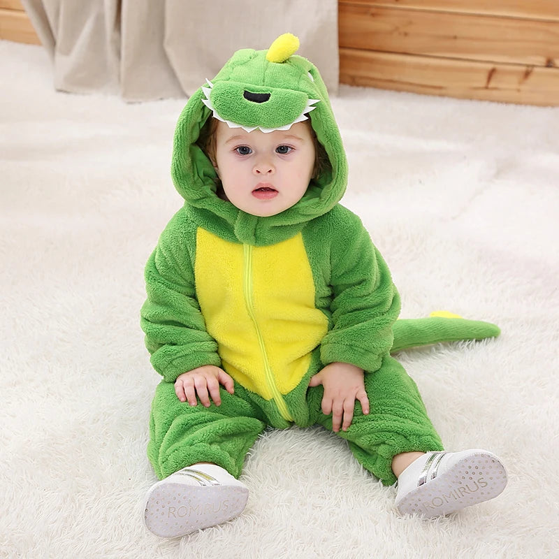 Halloween Baby Rompers Kigurumis Lovely Dinosaur Cartoon Pajamas Clothes Infant Boys Girls Baby Onesie Romper Newborn Hooded