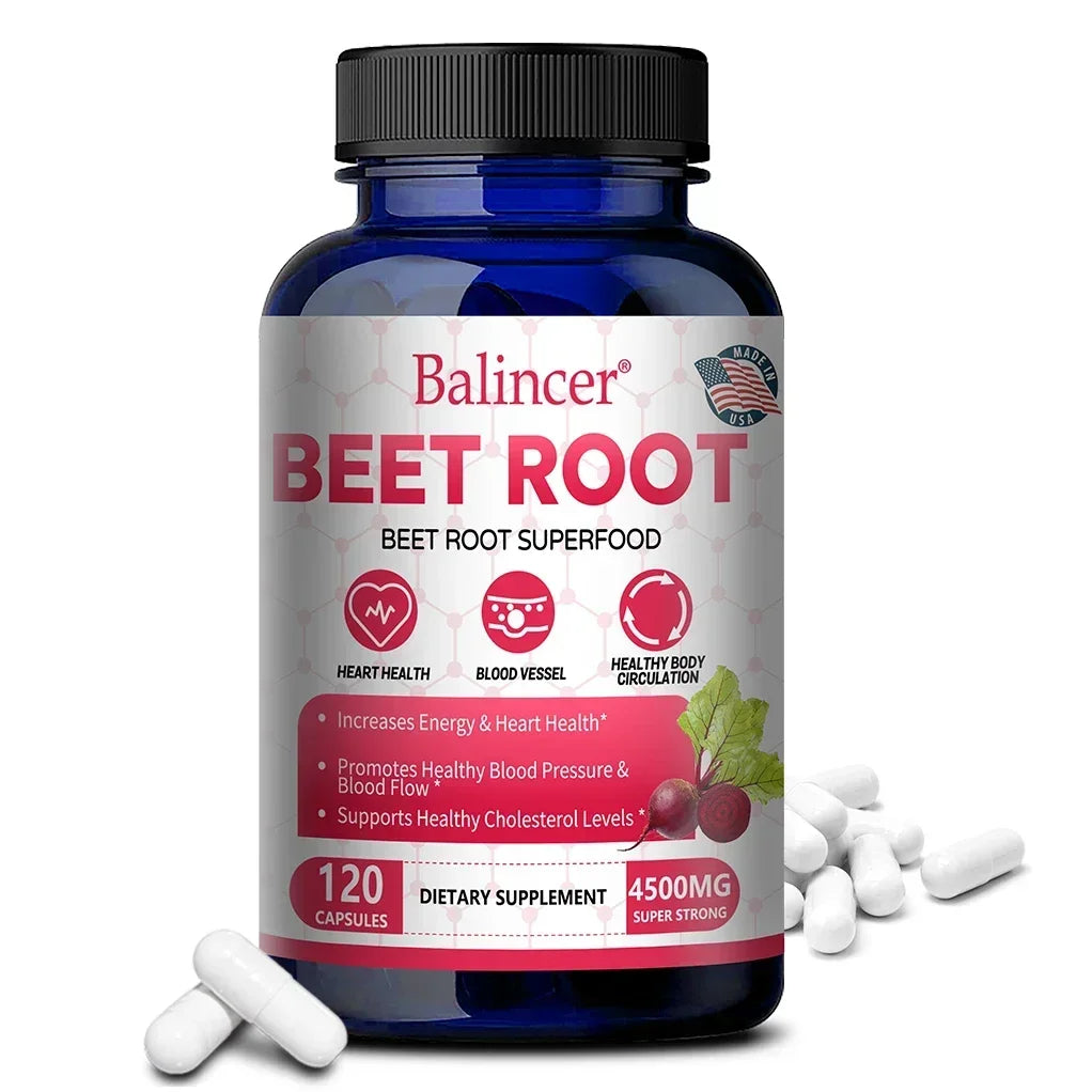 Beetroot Capsules 2500mg, Support Daily Blood Circulation, Cardiovascular Wellness, Physical Endurance & Immune Balance