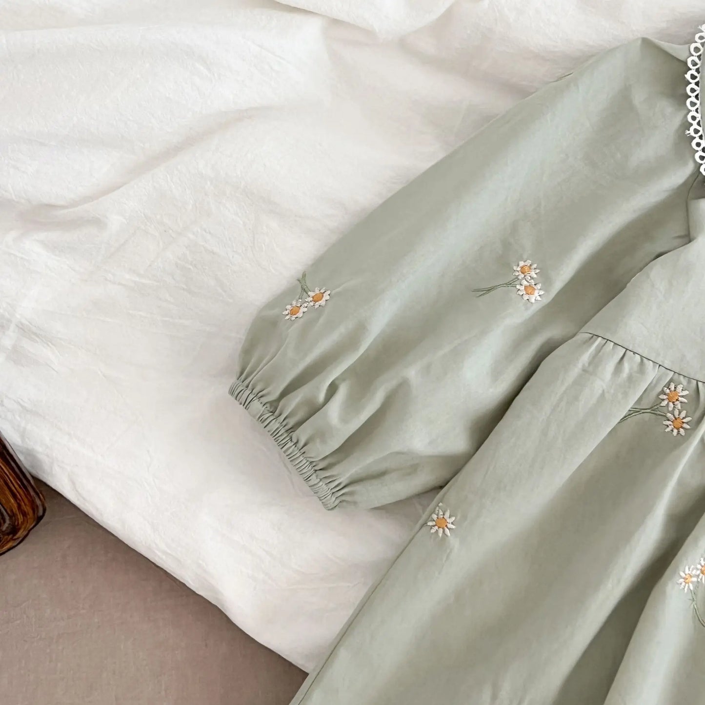 0-24M New Newborn Baby Girl Lapel Korean Style Bodysuit Autumn Long Sleeved Cotton Embroidery Climbing Suit Baby Girl Clothing