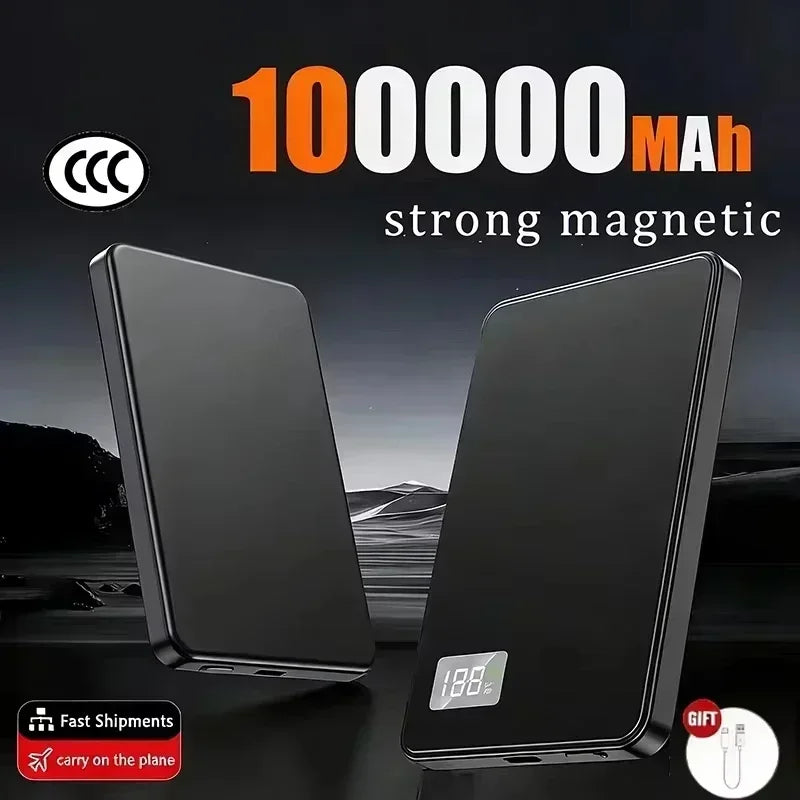 Lenovo 500000mAh CCC Certified Magnetic Ultra Thin Wireless Portable Power Bank Super Fast Charging LED Display Pack For MagSafe