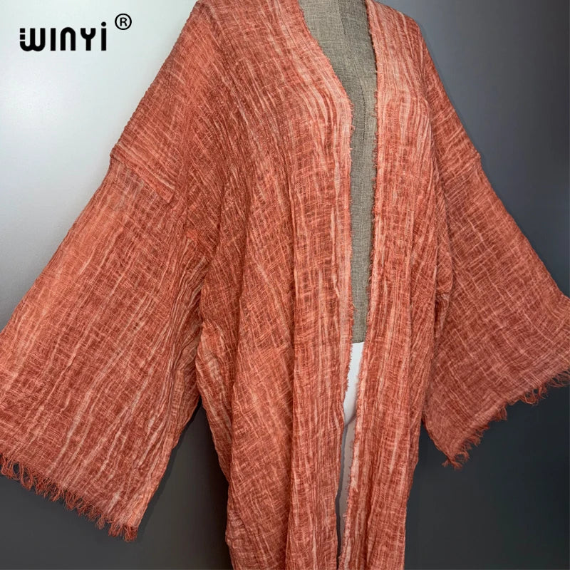 WINYI Women's Soft Cardigan Boho Maxi Dress Comfortable Loose beachwear Cover Up Kimono abaya dubai luxury  Party Africa Style