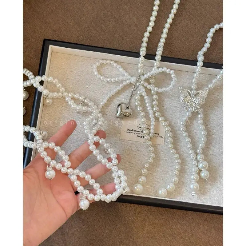 Luxury Elegant Butterfly Pearl Beaded Waist Chain for Women Layered Tassel Pearl Belt Elegant Waist Jewelry for Dresses & Skirts