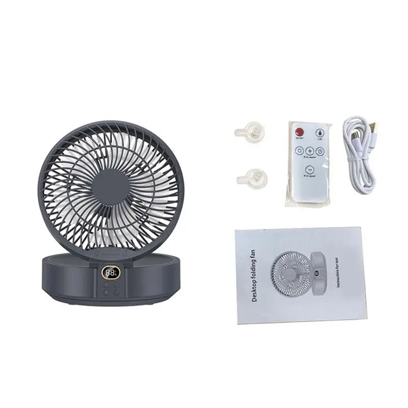 A74X-Remote Control Wireless Wall Mounted Circulation Air Cooling Fan With LED Light Folding Electric Ventilator Table Fan