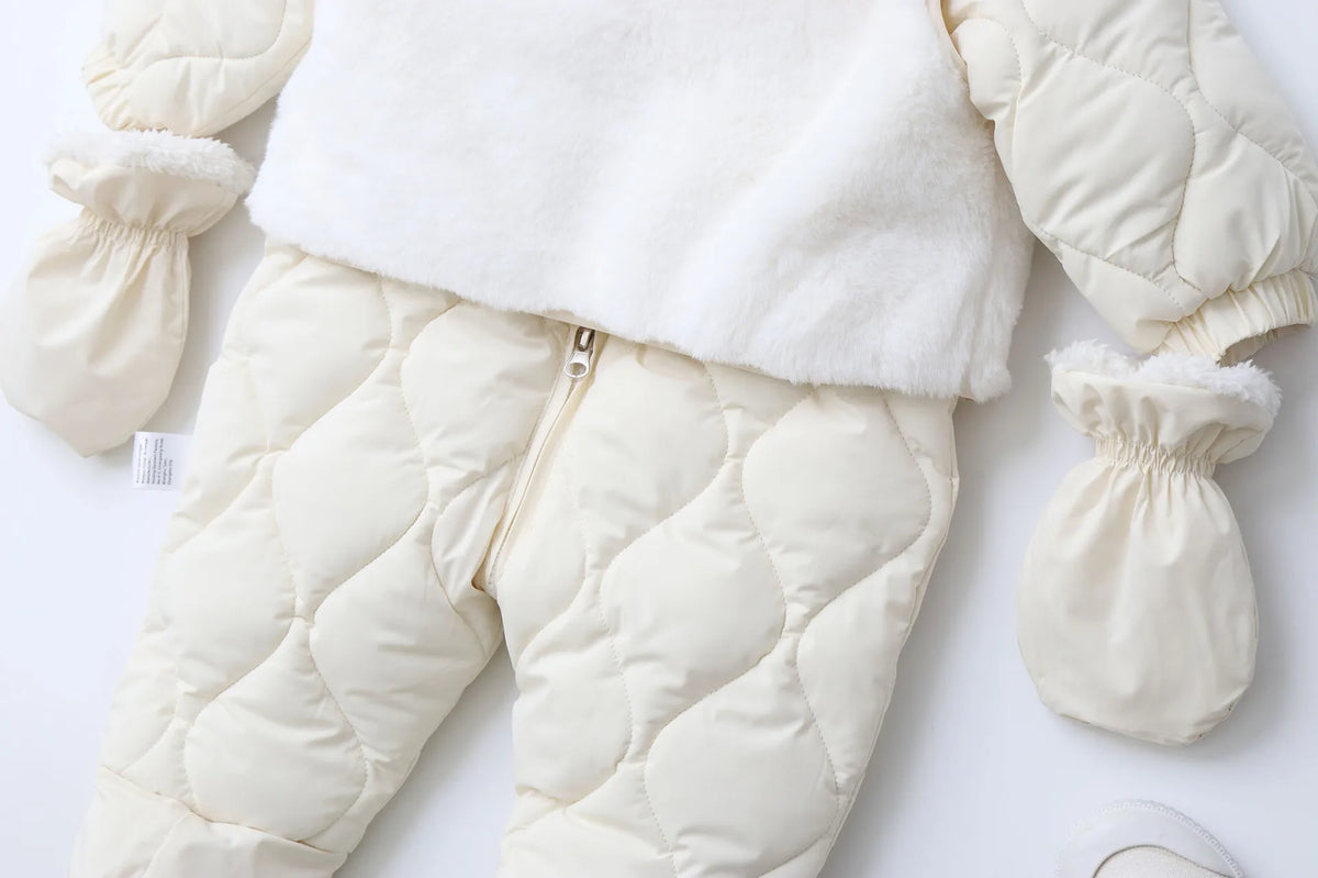 Winter 0-2Y Baby Clothes Thicken Fleece Boys Rompers Toddler Boys Jumpsuits Warm Fur Lining Footies And Vest 2 Pcs Snowsuit