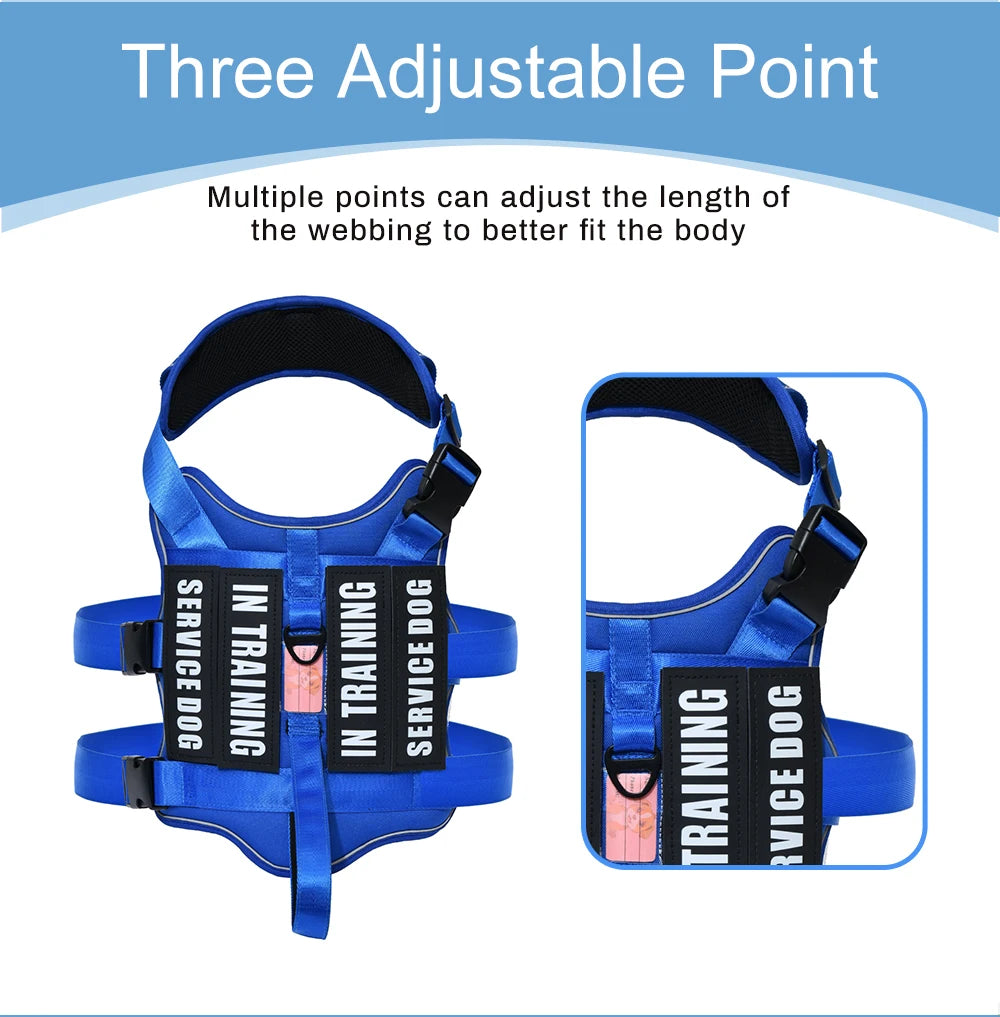 New Tactical Dog harness No Pull Dog Harness Vest with 4 Dog Patches, Reflective Pet Harness with Adress Note, Soft Padded Harne