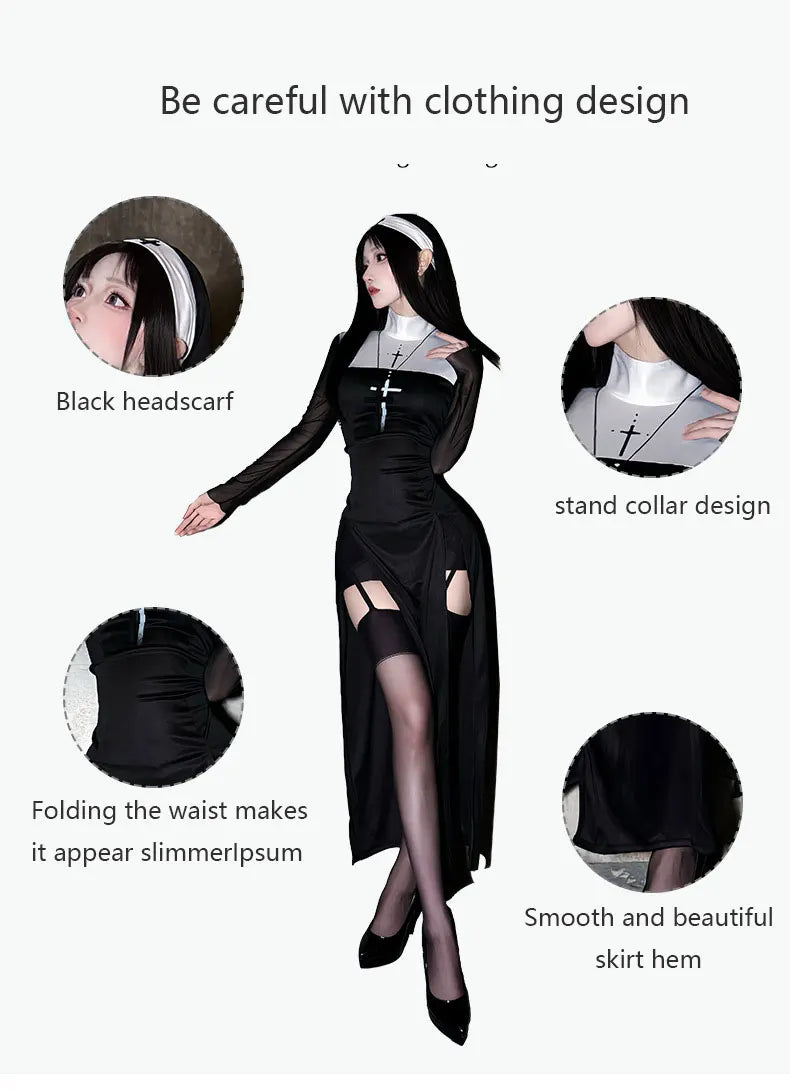 2026 Halloween adult costume cosplay sexy nun costume Nun carnival cosplay performance costume