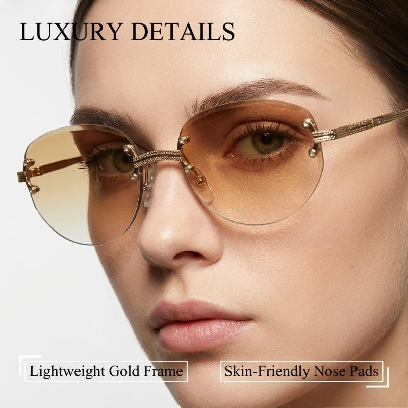 Rimless Sunglasses Irregular Fashion Popular Women Men Shades Small Square Sun Glasses for Female Male Summer Traveling Oculos