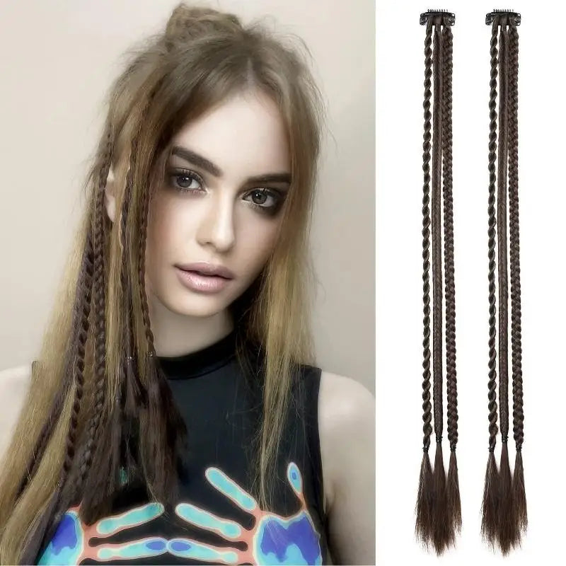 1Pairs Synthetic Wig Braids With Clip Boxing Braid Dreadlocks Clip In Hair Extension Dirty Braids Boxer Braid Hair Pieces