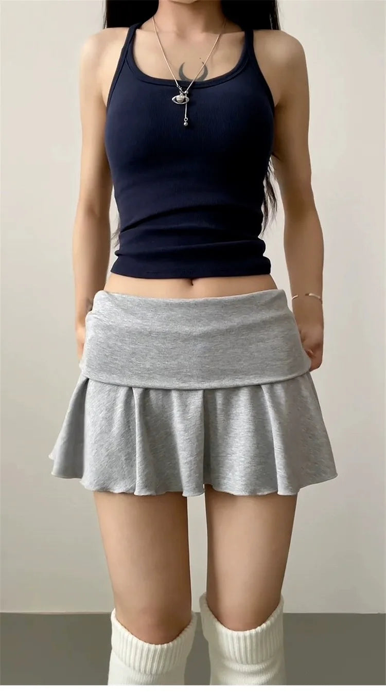 Waist-Flipping Ruched Skirts Prevent Exposure Golf Sports For Women Short Dress High Elasticity Athletic Short High Waist Skirt