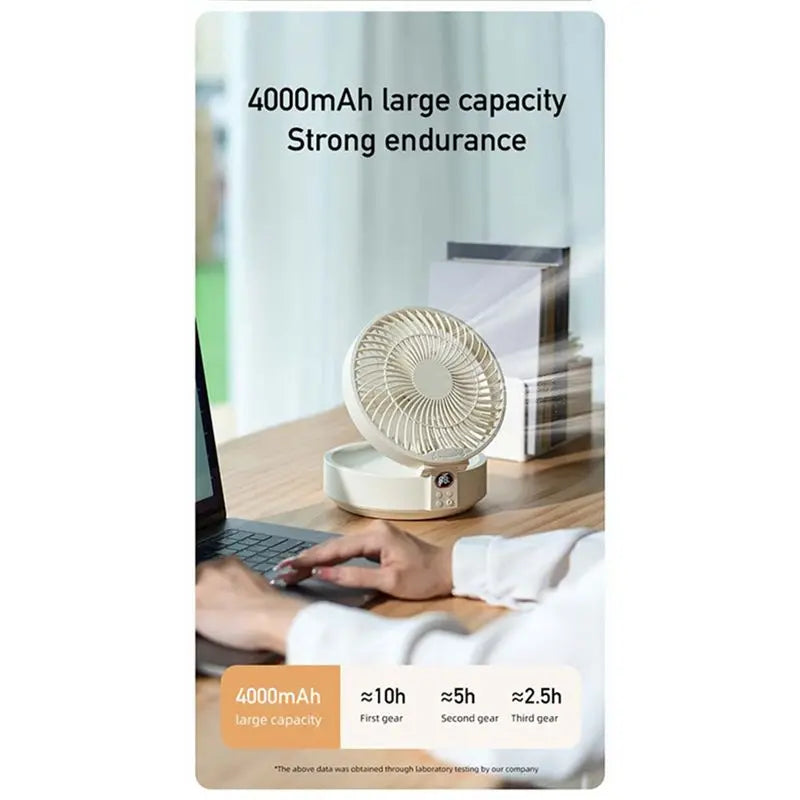 A74X-Remote Control Wireless Wall Mounted Circulation Air Cooling Fan With LED Light Folding Electric Ventilator Table Fan