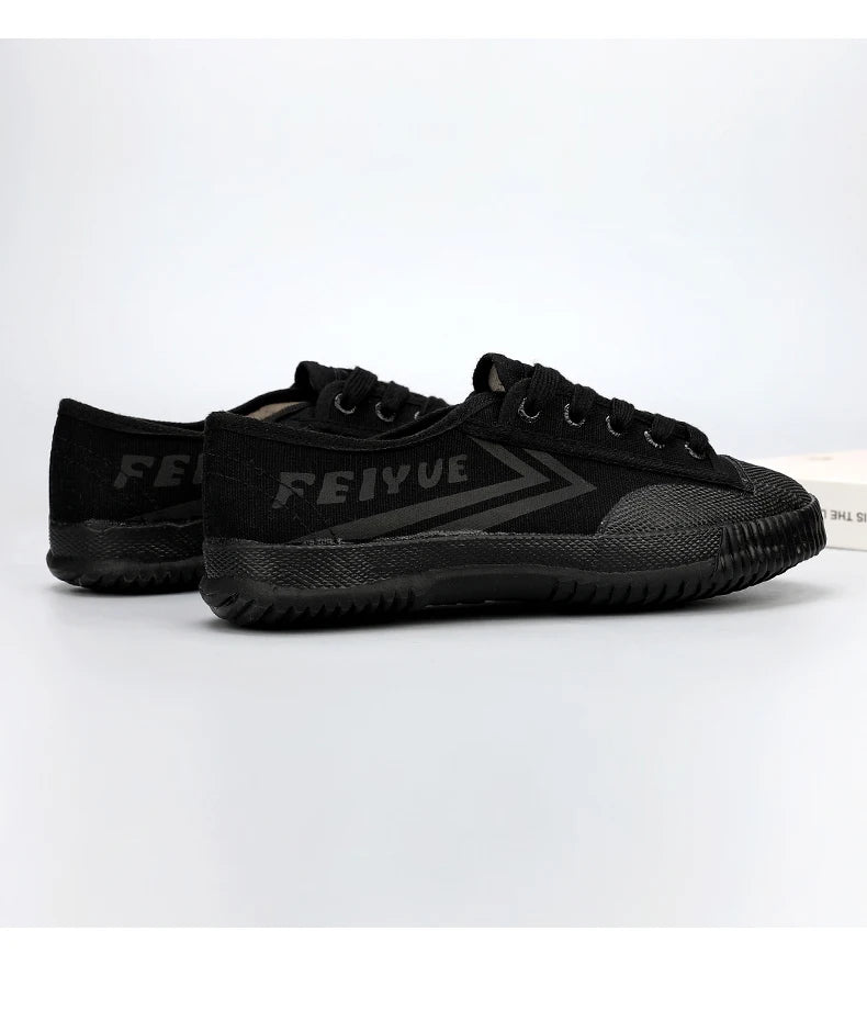DaFu Flying Men's Running Jump Far Athletic Shoes Sports Women's Canvas Couple's Black Shoes Low Top Breathable Rubber Sole