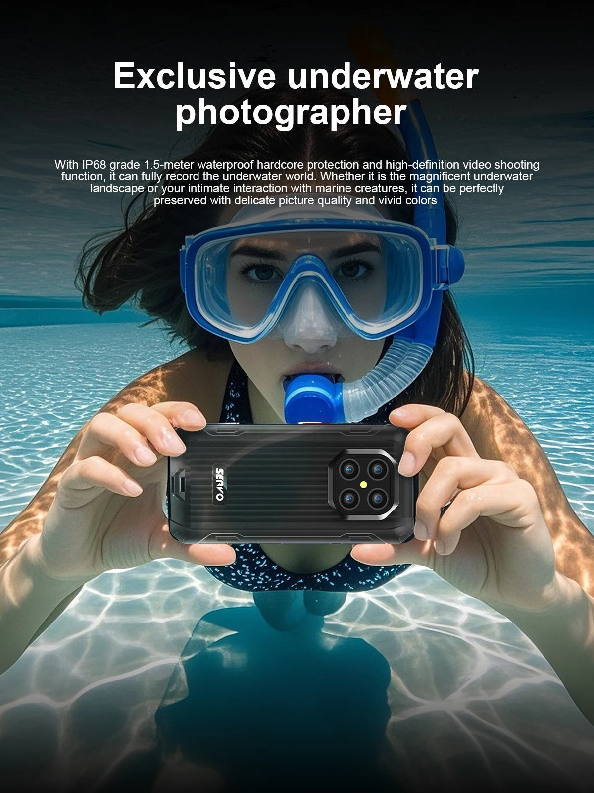 SERVO TANK500 4G PTT Smartphone Android 12 6+128GB Dual Camera 5MP+13MP 3.88"Display IP68 Waterproof Rugged Mobile Phone 3000mAh
