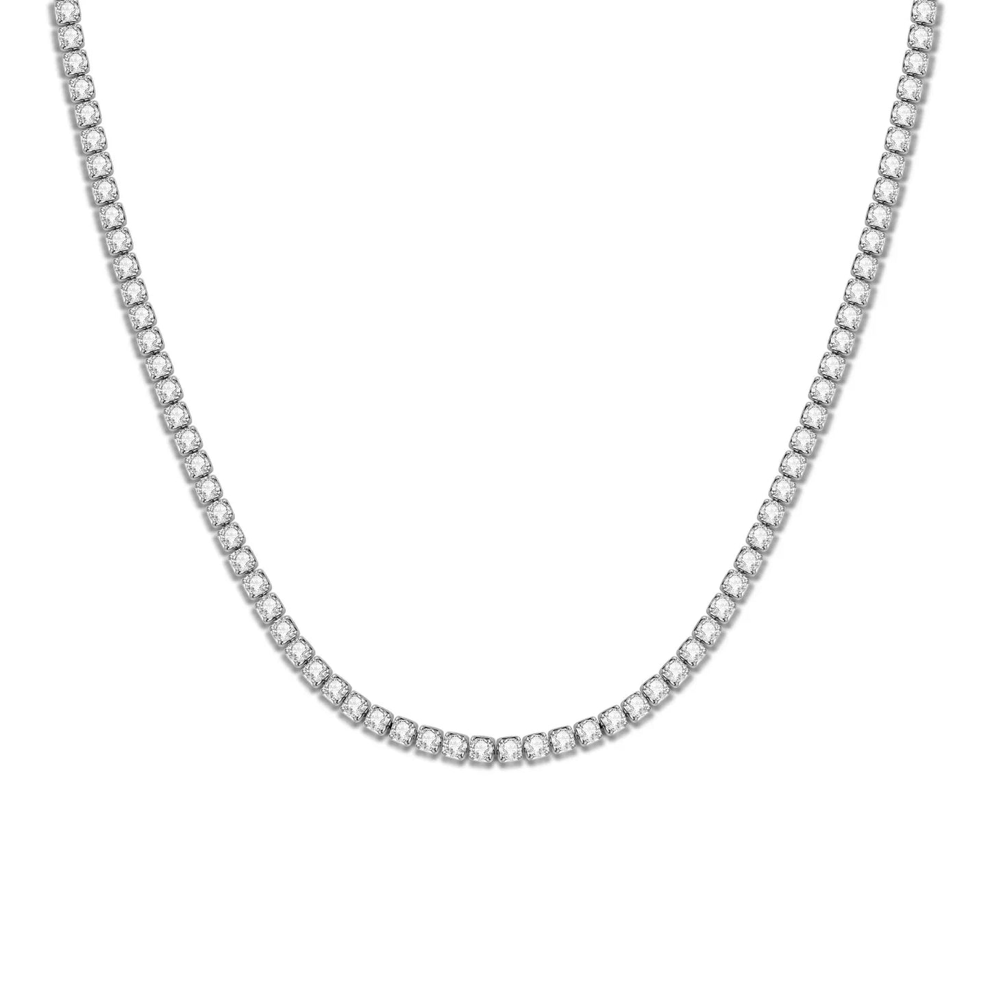 MISEFF S925 Sterling Silver Necklace 2mm & 3mm Cubic Zirconia Tennis Chain Necklace for Women Exquisite Jewelry Birthday Gift