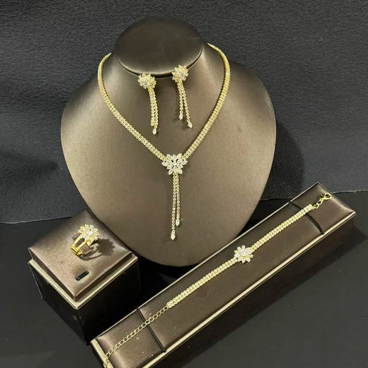 European and American jewelry necklace earrings bracelet ring five piece set European and American wedding accessories banquet d