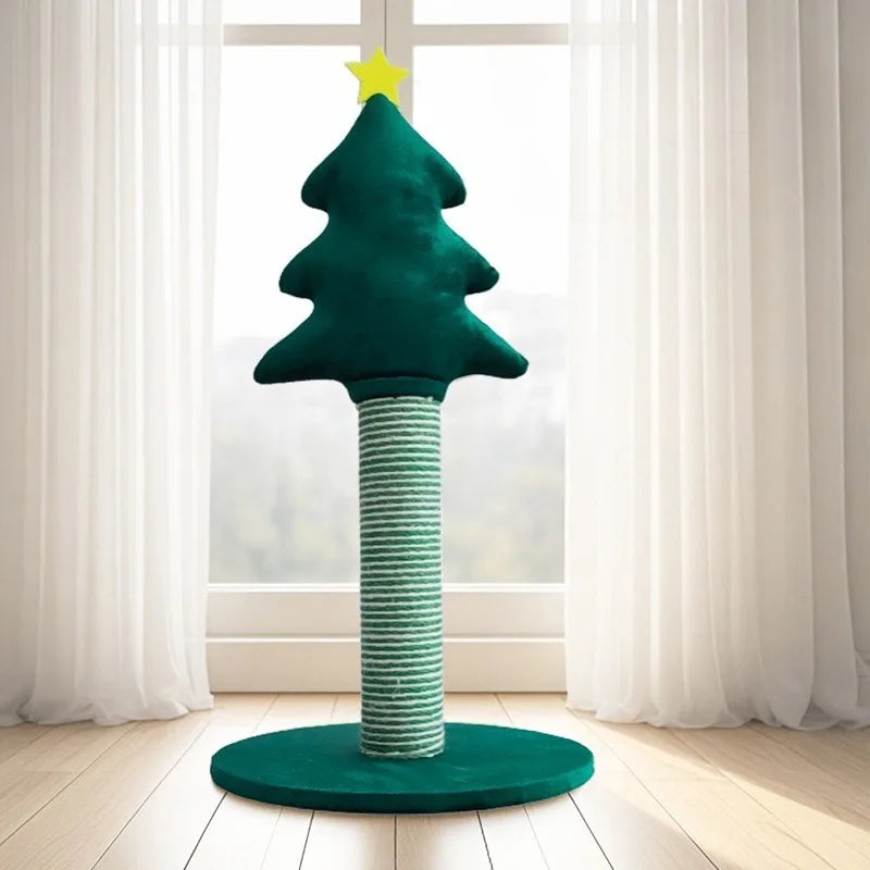 Christmas Tree Cat Scratching Post Sturdy Base Space Saving Durable Sisal Scratch Board Holiday Decor Cat Furniture Cat Tree