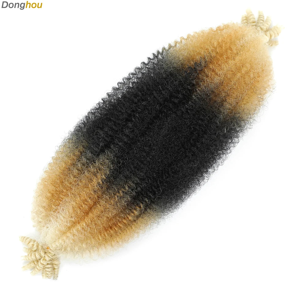 Donghou Ombre Blonde Ginger Afro Twist Hair 350 1B 30 27 613 Bug Colors Springy Twist Braiding Hair for Soft Locs Marley Braids