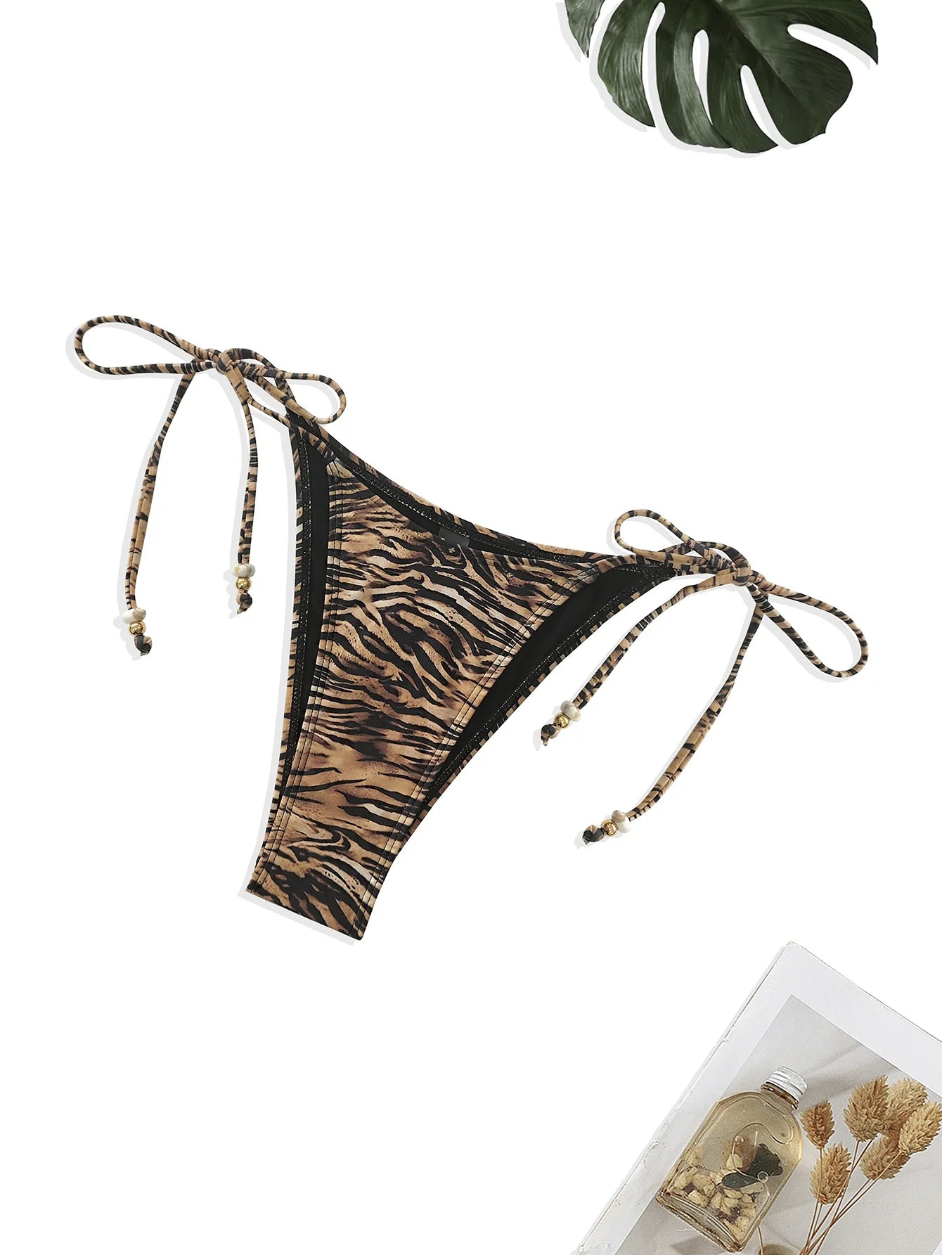 Melphieer 2026 New Tiger Print Wild Bikini Brazilian Halter Bikinis Set Beads Charm Biquini Swimsuit Swimwear Women Bathing suit
